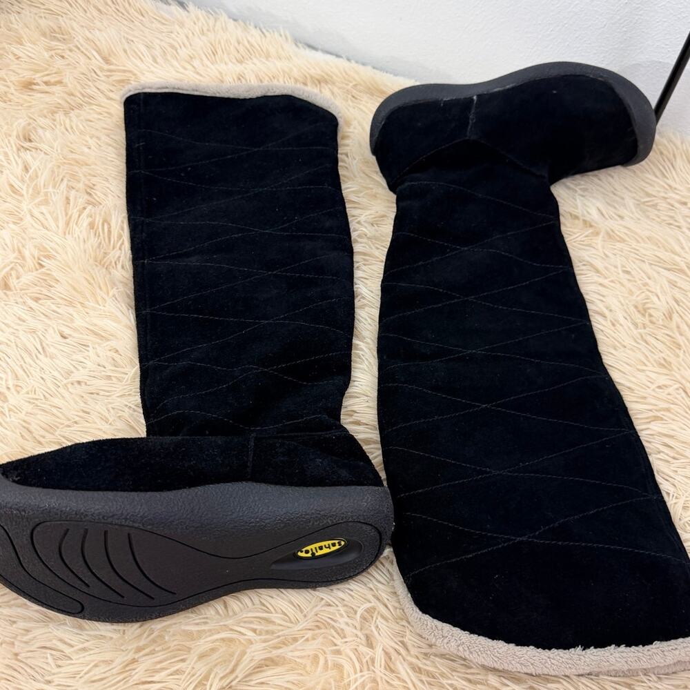 Sahalie Suede Fur Lined Winter Boots Womens 6.5 Black Tall Excellent Condition